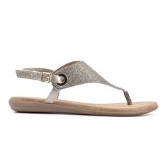 Classic summertime sandal style with refreshed comfort - White Mountain's London Sandals are just the warm weather footwear you need in your closet! Synthetic upper, Adjustable buckle closure for a custom and secure fit, Approx. 1 inch heel, Classic rounded open toe, Cushioned footbed for added comfort, Lightweight synthetic outsole, White Mountain branding details | Women's White Mountain London Sandals in Gold/Glitter Size 11 Medium Mountain Branding, White Birkenstocks, Sparkle Sandals, Summer Sandals Flat, Sandal Style, Glitter Sandals, Koolaburra By Ugg, Trending Sandals, Footbed Sandals