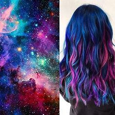 Colors Of Hair, Galaxy Hair Color, Blue And Purple Hair, Mermaid Hair Color, Galaxy Hair, Fast Hair, Hair Color Pastel, Hair Color Purple, Short Hair Color