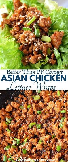 Hands down best P.F.Chang's inspired Chicken Lettuce Wraps recipe,are easy and healthy fix for lunch/dinner.These Asian chicken lettuce wraps made with ground chicken and best lettuce wrap sauce makes this a total comfort meal and that too under 30mins with juicy delicious sesame garlic chicken making these copycat p.f.chang's chicken lettuce wraps so yumm.#savorybitesrecipes #asianchickenlettucewraps #lettucewraps #chickenlettucecups #asianfood #dinnerrecipes #asianinspired Changs Chicken Lettuce Wraps, Lettuce Wrap Sauce, Asian Chicken Wraps, Pf Changs Chicken Lettuce Wraps, Salat Wraps, Asian Chicken Lettuce Wraps, Chicken Lettuce Wraps Recipe, Pf Changs, Chicken Wrap Recipes