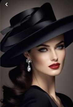 Pretty Hats, Look Retro, Elegant Hats, Fancy Hats, Foto Art, Wedding Hats, Beautiful Hats, Black Hat, Classy Women