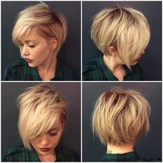 “Eeeeek! I love my new friend Chelsea and her new haircut I created for her tonight! #ilovemyjob @zimbalisalonspa” Bob Hairstyles Medium, Pixie Bob Haircut, Popular Haircuts, Round Face Haircuts, 짧은 머리, Short Blonde, Girl Short Hair, Short Blonde Hair