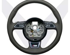 the steering wheel is shown with black spokes