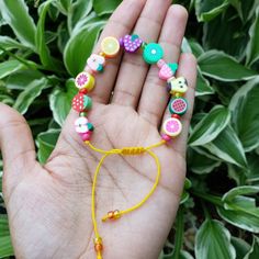 Fruit Bracelet Adjustable Woman Girl Bracelet Fun Bracelet - Etsy Fruit Bracelet, Girl Bracelet, Fun Bracelet, Seed Bead Bracelet, Cute Fruit, Holiday Memories, Seed Bead Bracelets, Clay Charms, Bead Bracelet