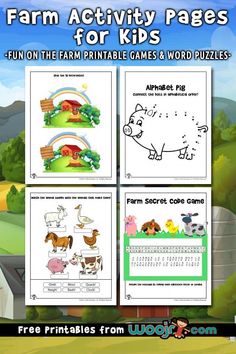 farm activity pages for kids to learn how to write and color the words on them