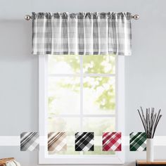 PRICES MAY VARY. Premium Quality: Yarn Dyed Woven Buffalo Checked Curtain Fabric KITCHEN VALANCE: 52”X 15”, 1 panel, Grey and white buffalo check valance curtains for window top. Classic and elegant buffalo check design curtains, fit well for modern, classical, antique, vintage, contemporary, trendy home decor. These woven semi sheer valance curtains provide an easy way to add color and style for a laidback comfort look. BUFFALO CHECK VALANCE CURTAINS : These eye catching plaid check window vala Modern Farmhouse Valance, Curtains For Kitchen Window, Farmhouse Valances, Farmhouse Valance, Kitchen Window Valances, Valances For Living Room, Curtains For Kitchen, Check Curtains, Kitchen Window Curtains