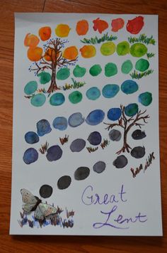 an art project for kids with watercolors on paper and the words great lent