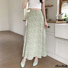 Olivia Mark - Floral Chiffon Midi Skirt - High Waist, Elegant Long Skirt with Cross-Over Design Chiffon Midi Skirt, Skirts Floral, 130 Pounds, 110 Pounds, 120 Pounds, Long Skirts, Floral Chiffon, Olivia Mark, A Line Skirt