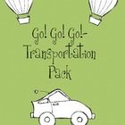 an image of a car with hot air balloons flying over it and the words, go go transportation pack