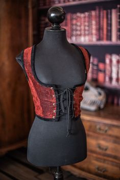 Red Velvet Corset Bodice, Tapestry Fabric Victorian Gothic Corset Vest, Dark Academia Circus Pirate Costume Cottagecore Style Corset Vest - Etsy Corset Vampire, Vest Dark Academia, Style Corset, Velvet Corset, Corset Vest, Ren Fair, Gothic Corset, Red Vest, Cottagecore Style