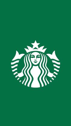 the starbucks logo on a green background with white stars in the shape of a woman's head