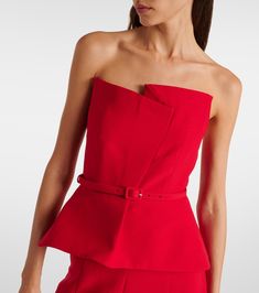 Jimmy Choo Bing, Corset Midi Dress, Boned Corsets, Silk Midi Dress, Flowing Skirt, Roland Mouret, Red Midi Dress, Corset Style, Fitted Bodice