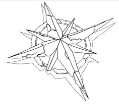 a black and white drawing of a star in the middle of a circle with arrows