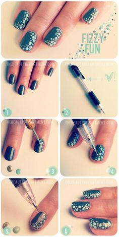 Seems easy enough Art Styling, Nagel Design, Nail Art Designs Diy, Dots Nails, Diy Nail Designs, Nail Swag, Diy Nail Art