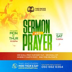 a flyer for the semmon and prayer event