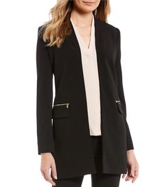 Shop for Calvin Klein Scuba Crepe Open Front Topper Jacket at Dillard's. Visit Dillard's to find clothing, accessories, shoes, cosmetics & more. The Style of Your Life. Dillards Women, Black White Blazer, Black Suit Jacket, Cream Blazer, Open Front Jacket, Women's Coats And Jackets, Womens Blazers, Maxi Dresses Casual, Women's Coats