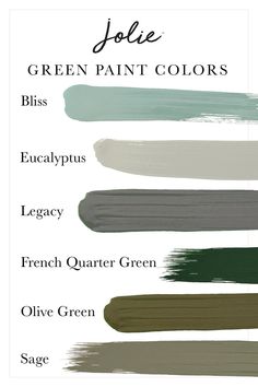 the shades of green paint in different shades and colors, with text that reads jolie