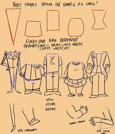 an image of some cartoon characters that are in various poses and expressions, with the words vuo written on them