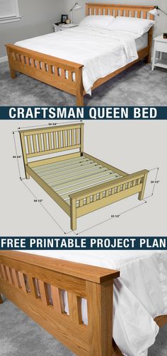 the bed frame is made up and ready to be used as a queen size bed