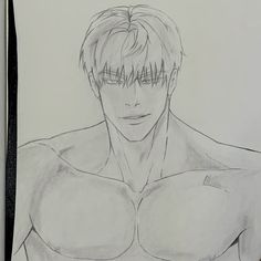 a drawing of a man with no shirt on