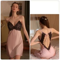 Style: slingCollar type: V-neckSleeve length: sleevelessColor: white, green, black, pink, purpleSize: M,L Pink V-neck Suspender Dress, Pink Sleeveless Slip Dress With Straps, Summer Night V-neck Slip, Pink V-neck Slip Dress For Sleep, Pink V-neck Slip Dress For Wedding Night, Pink Backless Slip Dress With Straps, Sleeveless Summer Wedding Slip, Sleeveless Slip Dress With Built-in Bra For Wedding Night, Pink Slip Dress With Straps For Night Out