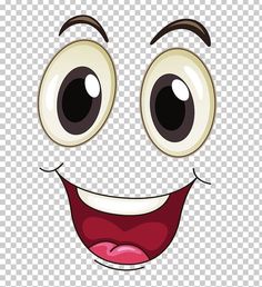 a cartoon face with big eyes and a smile on it's face, transparent background