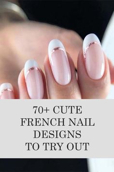 70+ Cute French Nail Designs To Try Out Nail Art On French Nails, Oval French Manicure Nails, Simple Nail Designs Round Shape, French Tip Design Ideas, Accent Fingernail Designs, French Manicure With Glitter Line, French Style Nail Designs, Fun French Manicure Ideas, French Dip Nails With Design