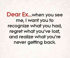 the words dear ex are written in red and black on a white background with an image of