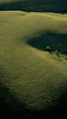 the sun is shining on some grass in the middle of an open field with no trees