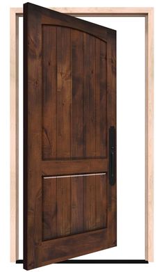 an open wooden door on a white background