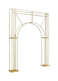 a gold colored metal arch on a white background