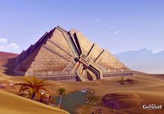 Genshin Desert, Sumeru Scenery, Sumeru Desert, Fantasy Egypt, Egyptian Treasure, Aesthetic Wallpaper Inspiration, Genshin Dr, Genshin Aesthetic, Genshin Wallpaper