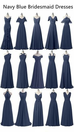 the different types of bridesmaid dresses are shown in this image, and there is also