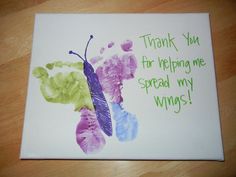 a handmade card with a butterfly on it that says thank you for helping me spread my wings