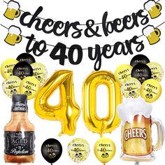 cheers and beers to 40 years balloon bundle