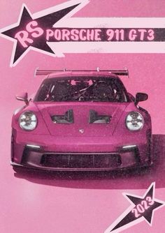 Pink Porche 911gt3, Ruby Star Porsche, Porshe 911gtr, Porche 911gt3 Wallpaper, Pink Car Aesthetic, Pink Porsche, Art Room Posters, Cool Car Drawings, Vintage Poster Design