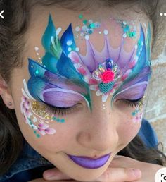 Face Paint Party, Easy Face Painting Designs, Painting Mermaid, Mermaid Face, Face Mas, Stencils Tutorials