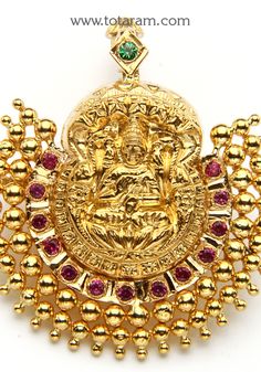 22 karat gold 'lakshmi nagaram' pendant with color stones
  
  note: this item can also be used as a hair clip, it has a clip/pin on the back side.
 - 235-GP2257 - in 10.550 Grams for USD $1,214.89 USD. 
Made in India by Totaram Jewelers Online this product is in Gold - 22 Karat BIS Hallmark 916 Gold  & is an excellent gift for Adult - Women. Ships fully insured with secured guaranteed delivery for free with your order over $250 from New Jersey USA & comes with 30 days exchange 22k Gold Temple Necklace Pendant For Festivals, 22k Gold Hallmarked Temple Necklace For Diwali, Diwali 22k Gold Hallmarked Temple Necklace, Diwali Hallmarked 22k Gold Temple Necklace, Diwali 22k Gold Temple Necklace, Diwali Temple Pendant Necklace With Hallmark, Gold Plated Temple Necklace Pendant For Festivals, 22k Gold Pendant Temple Necklace For Festivals, 22k Gold Temple Necklace With Gemstones