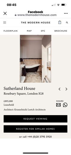 the modern house advertises to be displayed on an iphone screen, with text below it