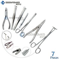 several different types of scissors and pliers are shown in this image, including one for cutting