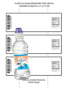 the label for a water bottle with instructions on how to put it in each one