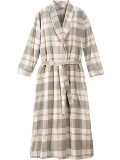 Flannel Wrap Robe For Women Plaid Relaxed Fit Sleepwear For Fall, Cozy Sleep Robe For Fall, Relaxed Fit Plaid Sleepwear For Fall, Cozy Fall Sleep Robe, Plaid Long Sleeve Sleepwear For Fall, Flannel Robe, Robe For Women, Vermont Country Store, Flannel Women