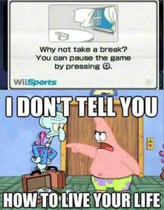 an image of spongebob saying that they are not using the wii game console