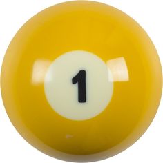 a yellow billiard ball with the number one on it's side, ready to be shot