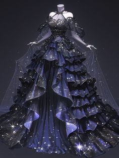 Star Dress Gowns, Wedding Outfits Ideas, Winter Princess Dress, Cosmic Dress, Couture Lehenga, Space Dress, Style Kurti, Gown Ideas, Magical Dress