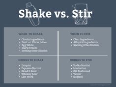 the differences between shakers and stirs are shown in this graphic above it is an image