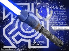 a blue light saber is shown in this artistic photo