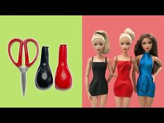 there are three dolls with scissors and bottles