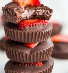 chocolate covered strawberries stacked on top of each other