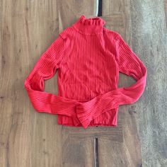 H & M Red Ribbed Turtle Neck Long Sleeve. New With Tags! Red Ribbed Long Sleeve Tops, Red Ribbed Sweater For Spring, Red Trendy Stretch Sweater, Red Stretch Trendy Sweater, Trendy Red Stretch Sweater, H&m Stretch Tops For Winter, Fitted Ribbed Red Sweater, Casual Red Stretch Sweater, Fitted Red Ribbed Sweater