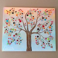 an art project with buttons on the tree